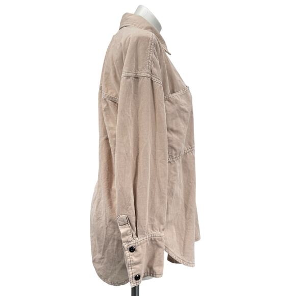 Free People Revolve Baby Cord Buttondown Jacket Shacket Women's SZ S Beige Boho - Picture 6 of 16